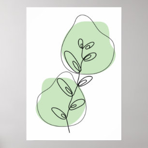 Poster Branches et feuilles en art linéaire