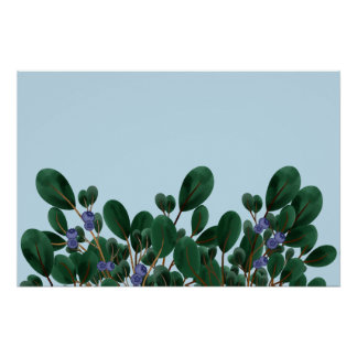 Poster Branches vertes avec bleuets