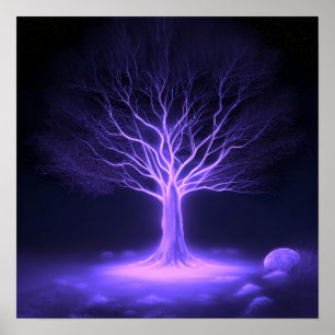 Poster Branches vides Arbre brillant - Violet