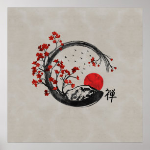 Poster Branches Zen Enso Circle et Sakura