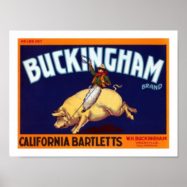 Poster Brand de Buckingham California Bartletts (Devant)