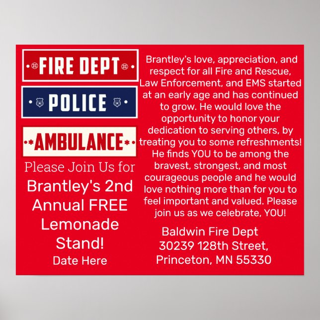 Poster Brantley's Fire Police Ambulance Thunder_Cove Post (Devant)