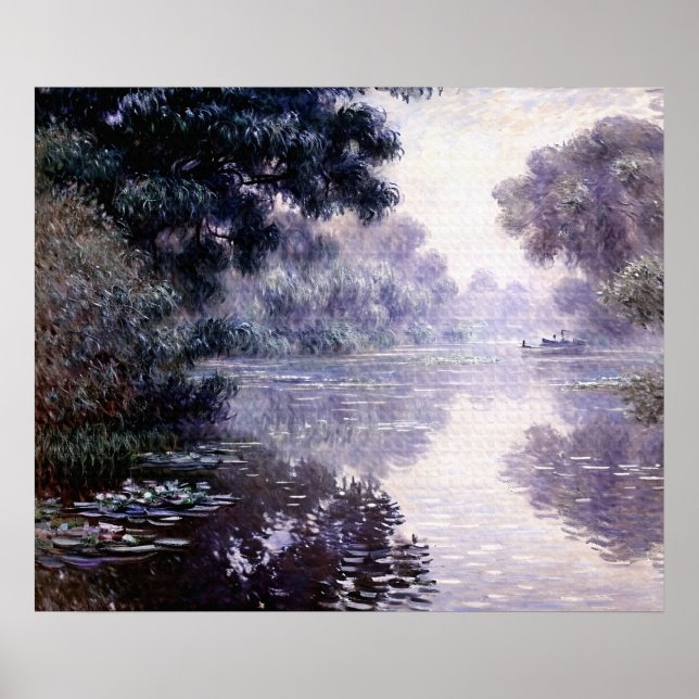 Poster Bras de Seine près de Giverny dans le brouillard (Devant)