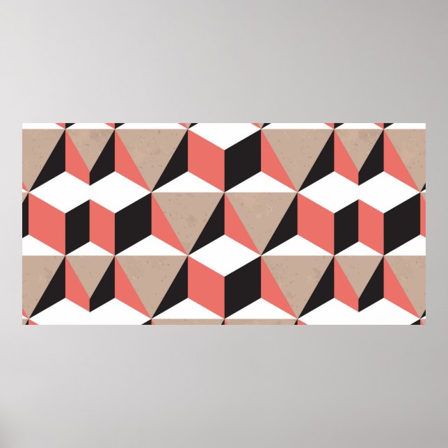 Poster Bras en corail blanc noir géométrique 3D (Devant)
