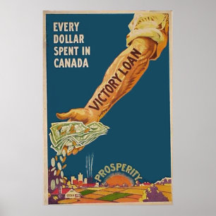 Poster Bras patriotique canadien de prospérité de WW1