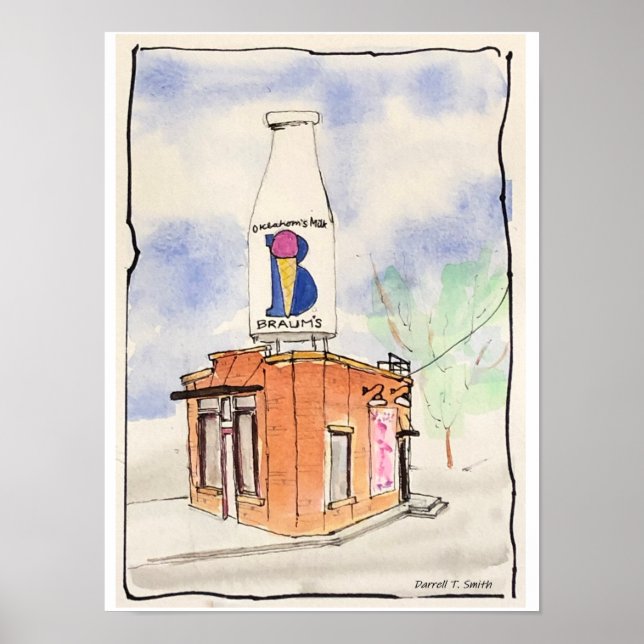 Poster Braums Milk Bottle Building - Oklahoma City, OK (Devant)