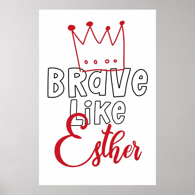Poster Brave Like Esther - Inspirant Art Juif Purim (Devant)