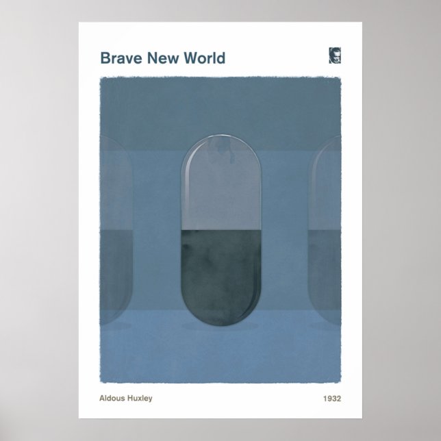 Poster Brave Nouveau Monde Aldous Huxley Dystopian Social (Devant)