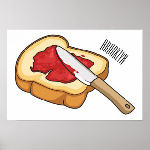Poster Bread & jam cartoon illustration 