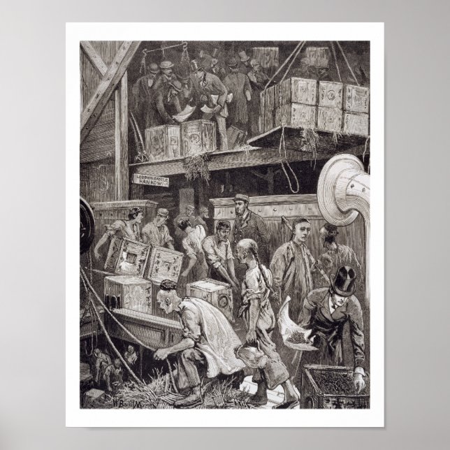 Poster Breaking Bulk on Board a Tea Ship in the London Do (Devant)