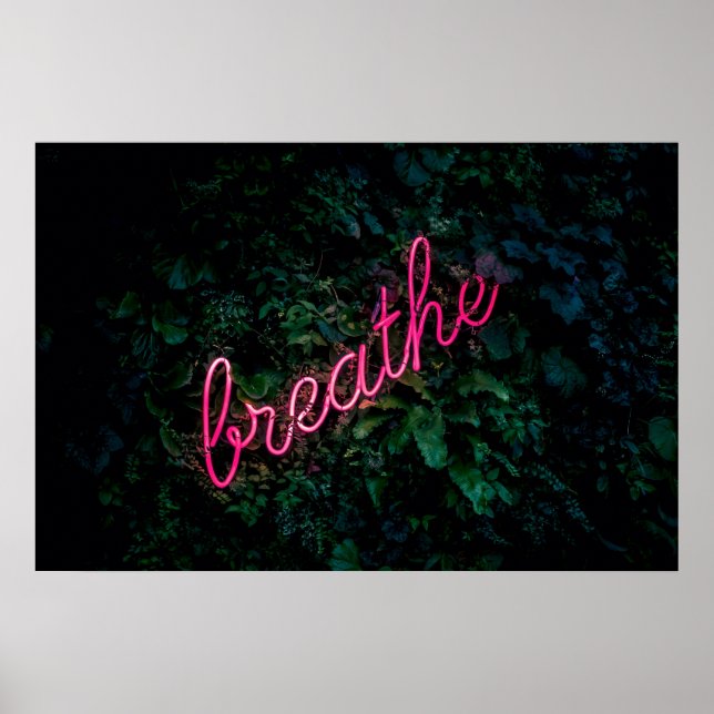 POSTER "BREATHE" ROSE NEON LIGHT SIGN (Devant)