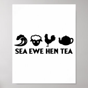 Poster Brebis de mer Poule Thé Drôle Blague Citation Homm