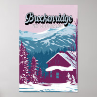 Breckenridge Colorado Winter Art Vintage