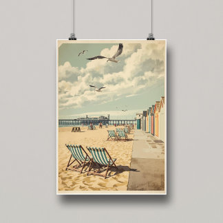 Poster Breezy Days in Brighton – British Seaside Coastal 