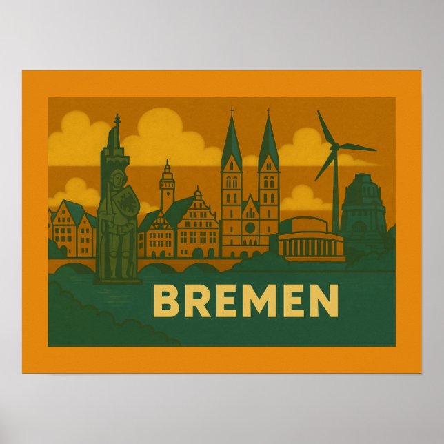 Poster Brême Allemagne Ville Art (Devant)