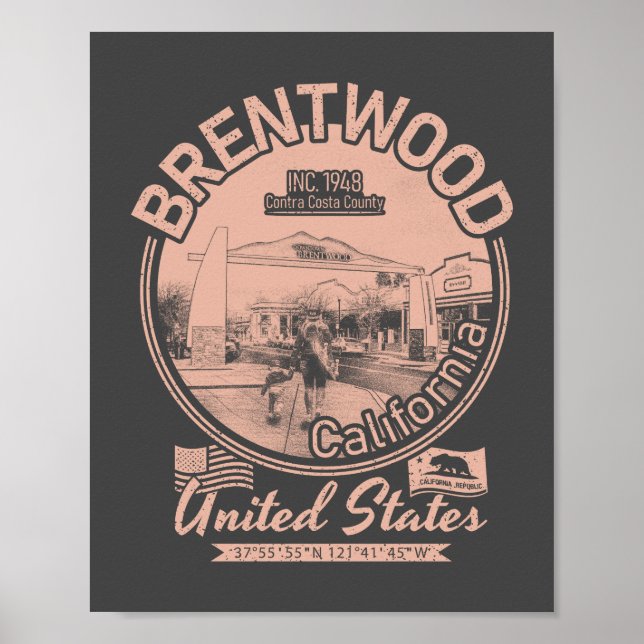 POSTER BRENTWOOD CALIFORNIA - VILLE DE BRENTWOOD CA (Devant)