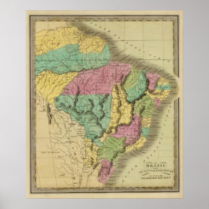 Poster Brésil avec la Guyane et le Paraguay