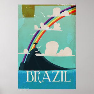 Poster brésil christ l'affiche de voyage du rédempteur