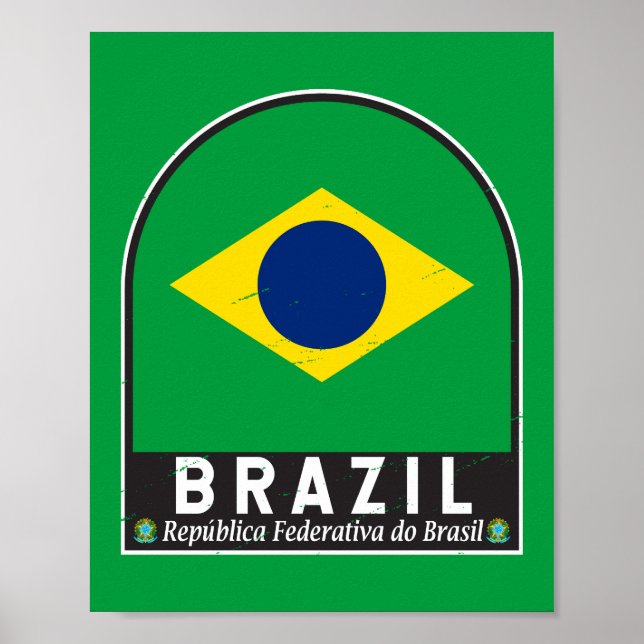 Poster Brésil Distresse Vintage (Devant)