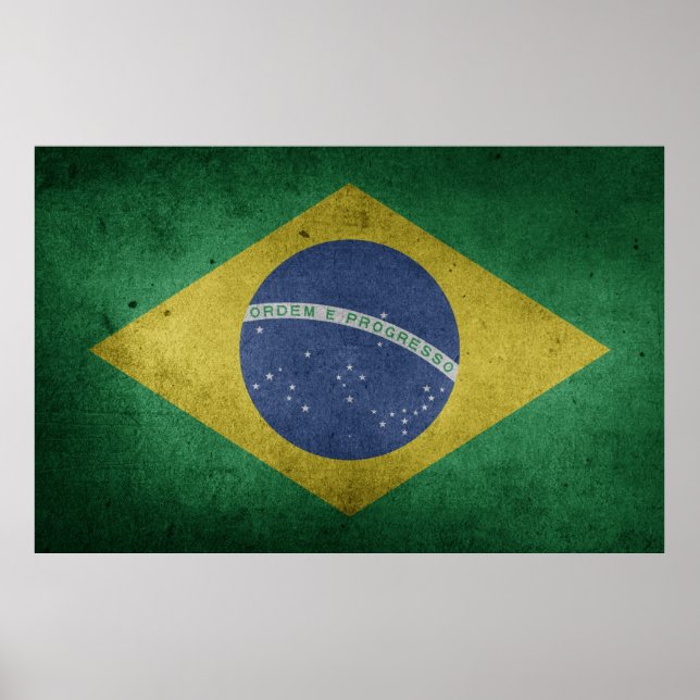 Poster Brésil Drapeau Amour Brésilien Fierté Football Foo (Devant)