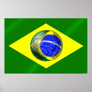 Poster Brésil : drapeau brésilien de football de Brasil F