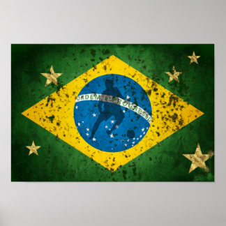 Poster Brésil Drapeau Grunge pour Brésiliens Soccer Sport