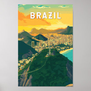 Poster Brésil Illustration Voyage Art Vintage