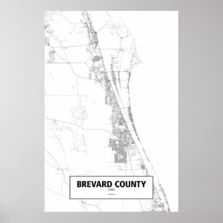 Poster Brevard County, Floride (noir sur blanc)