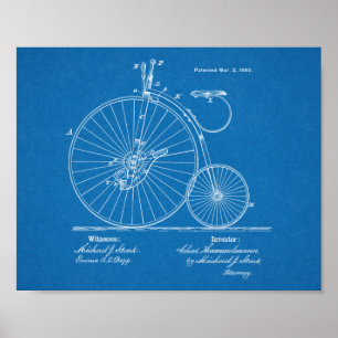 Poster Brevet 1880 Haute Roulette Conception Bicyclette A