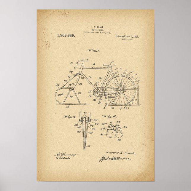 Poster Brevet 1918 Bicyclette (Devant)