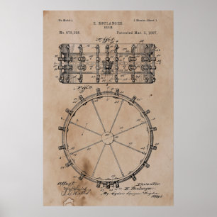 Poster Brevet à tambour vintage