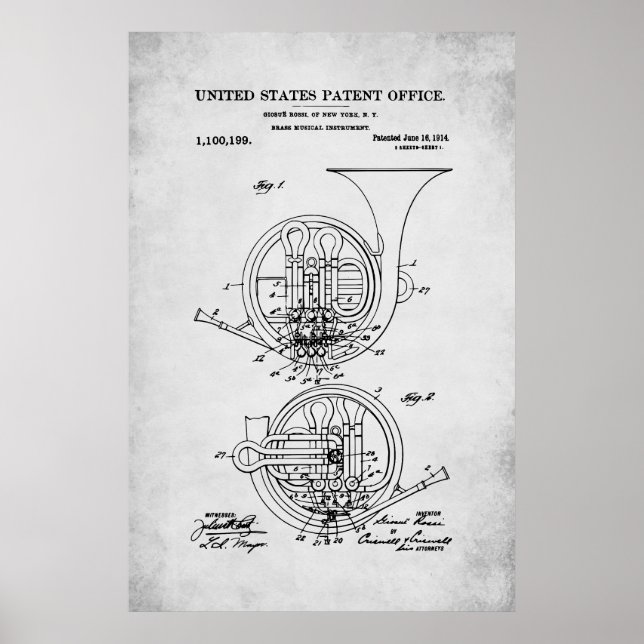 Poster Brevet américain - Corne française (Devant)