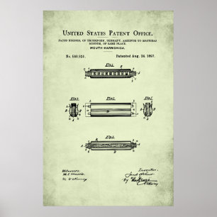 Poster Brevet américain - Harmonica