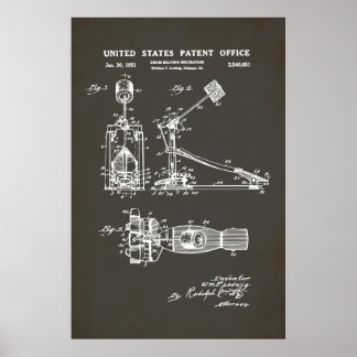 Poster Brevet américain - Pédale à tambour