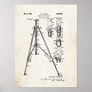 Poster Brevet Camera Tripod Imprimer 1942