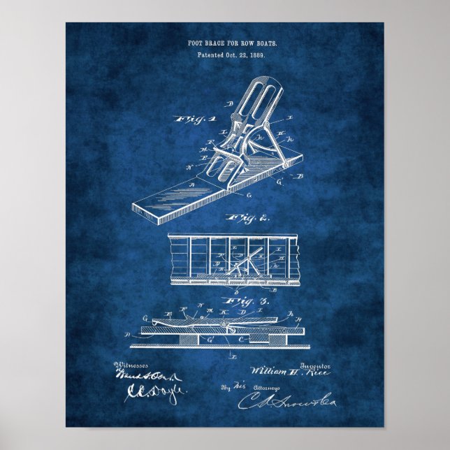 Poster Brevet d'accolade de pied de bateau de rangée 1889 (Devant)
