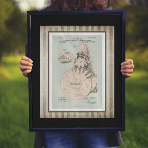 Poster Brevet d'alimentation de machine vintage