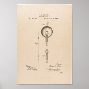 Poster / Brevet d'ampoule légère Edison