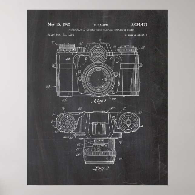 Poster Brevet d'appareil-photo vintage (Devant)