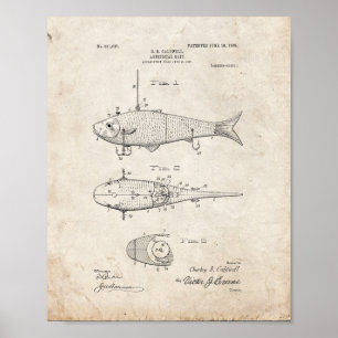 Poster Brevet d'appât artificiel - Vieux look
