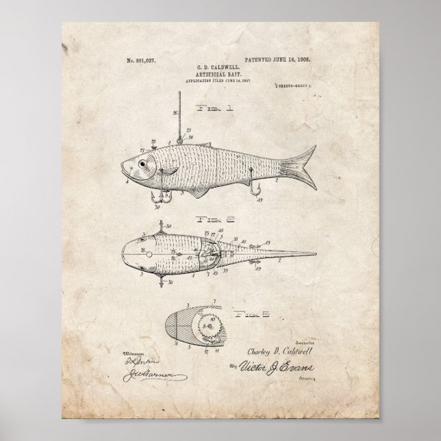 Poster Brevet d'appât artificiel - Vieux look (Devant)