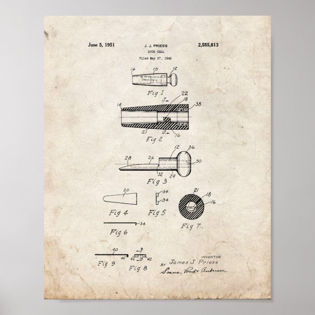 Poster Brevet d'appel de canard - Vieux look (Devant)