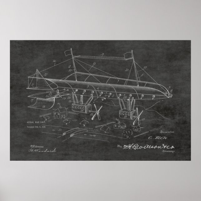 Poster Brevet d'art d'avion de guerre de 1919 Imprimer (Devant)