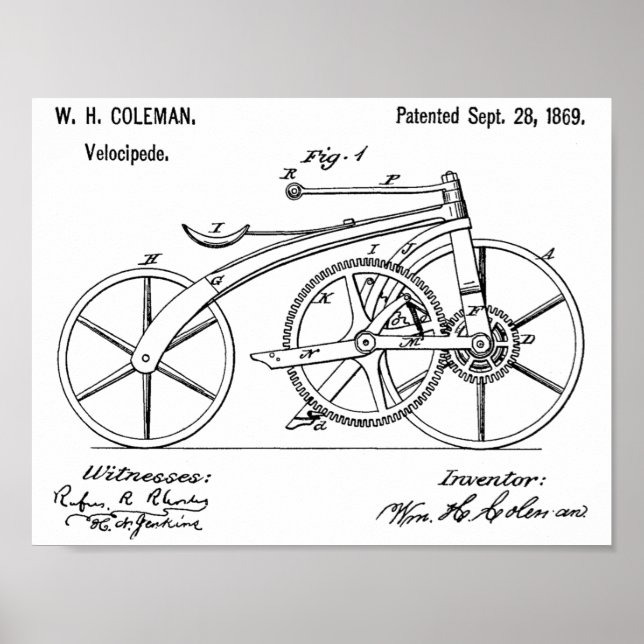 Poster Brevet d'art de 1869 sans chainerie Imprimer (Devant)