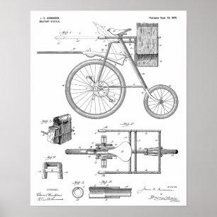 Poster Brevet d'art de 1899 pour bicyclette militaire Imp