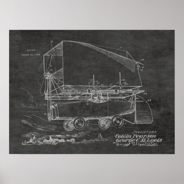 Poster Brevet d'art de 1919 de l'avion volant (Devant)