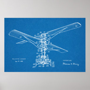Poster Brevet d'art de la machine volante d'hélicoptère 1