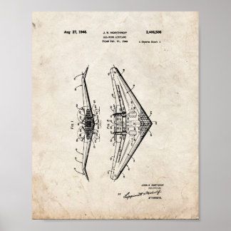 Poster Brevet d'avion à voilure large - Vieux look