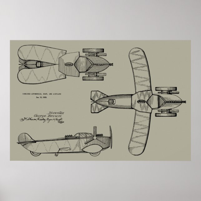 Poster Brevet d'avion de la voiture volante 1935 Imprimer (Devant)