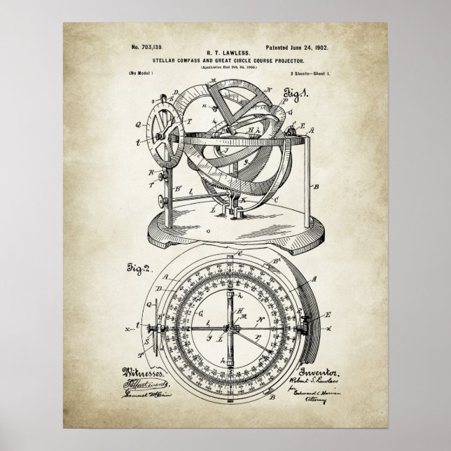 Poster Brevet de boussole nautique (Devant)